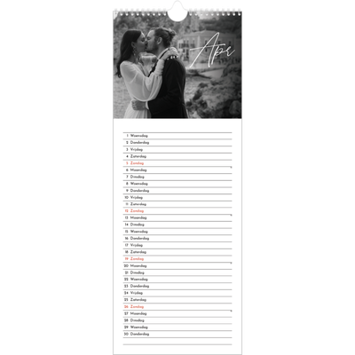 Smalle kalender  — Elegant schrift [April]