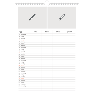 A3 Familieplanners — Ontwerp je eigen product - 4-persoons gezin [Februari]