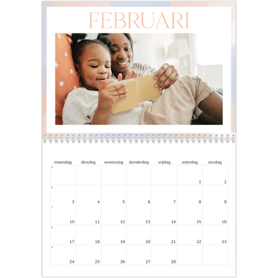 Fotokalender A4 Dubbel (30 x 40 cm) — Verfkwast effect [Februari]