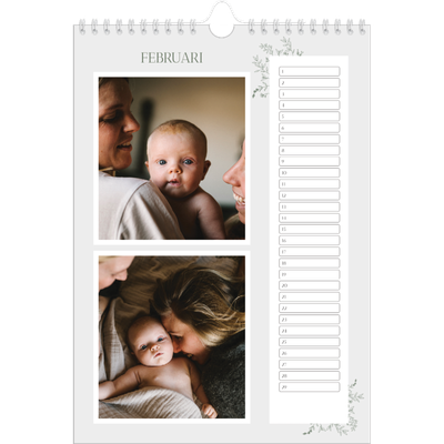 Verjaardagskalenders A4 — Hand gemaakte bloemen [Februari]