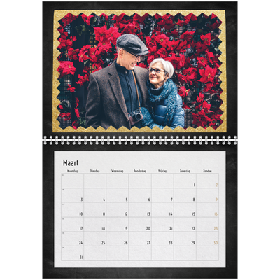 Fotokalender A4 Dubbel (30 x 40 cm) — Foto in glitterrand [Maart]