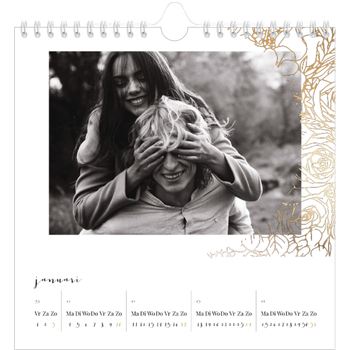 Fotokalender Vierkant — Gouden bloemenversiering