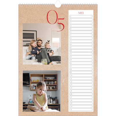 Verjaardagskalenders A3 — Rode stippen [Mei]