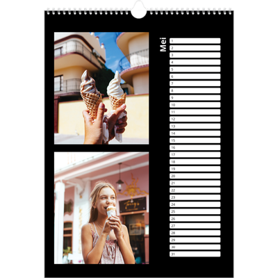 Verjaardagskalenders A3 — Foto in zwart kader [Mei]