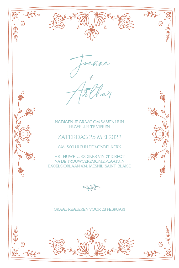 Uitnodigingen — Getekende bloemen