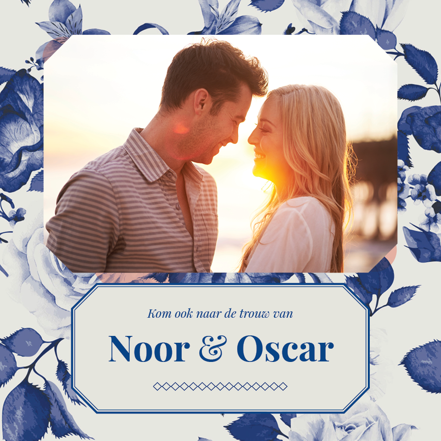 Uitnodigingen — Botanisch blauw