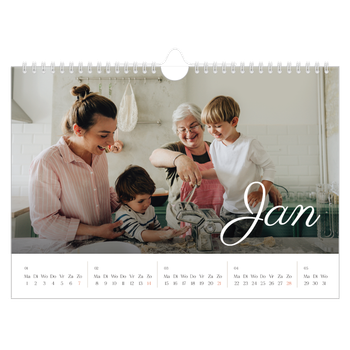 Fotokalender A4 — Handgeschreven maanden