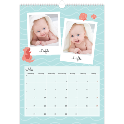 A3 Jaarkalender — Schattige dieren [Mei]