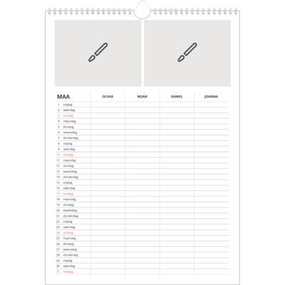 A3 Familieplanners — Ontwerp je eigen product - 4-persoons gezin [Maart]