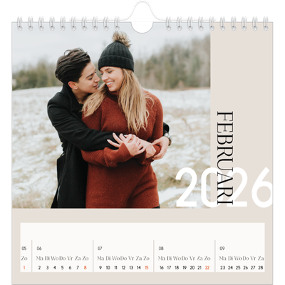 Jaarkalenders vierkant — Overlappende tekst [Februari]