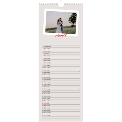 Smalle kalender  — Karmijnrode handtekening [April]