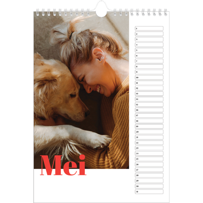 Verjaardagskalenders A4 — Een dikgedrukt jaar [Mei]