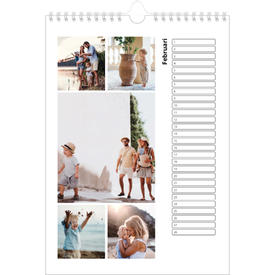 Verjaardagskalenders A4 — Eenvoudig blokkenpatroon [Februari]