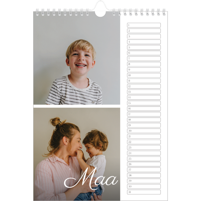 Verjaardagskalenders A4 — Handgeschreven maanden [Maart]