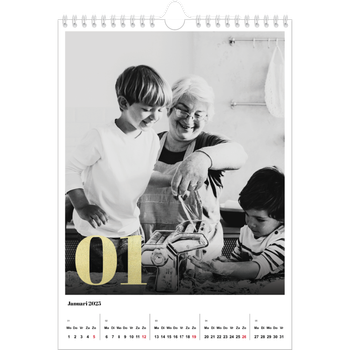Fotokalender A4 — Grote glitter cijfers