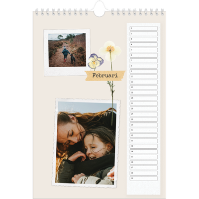 Verjaardagskalenders A4 — Vintage scrapbook [Februari]
