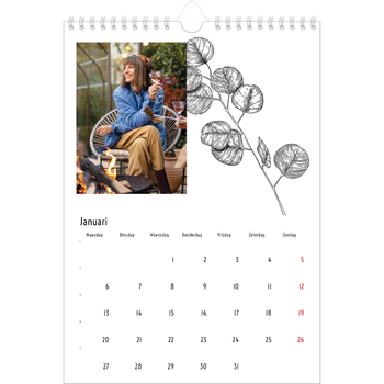 Fotokalender A4 — Getekende bloemen