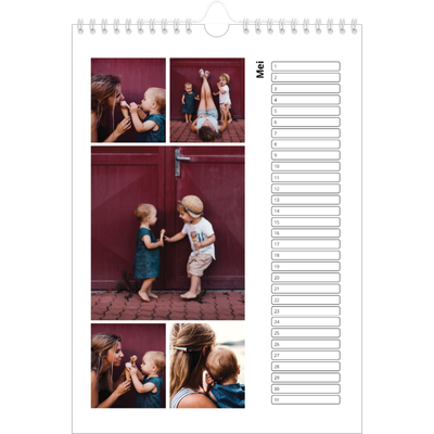 Verjaardagskalenders A4 — Eenvoudig blokkenpatroon [Mei]