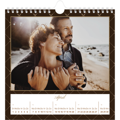 Jaarkalenders vierkant — Vintage zwart-wit [April]