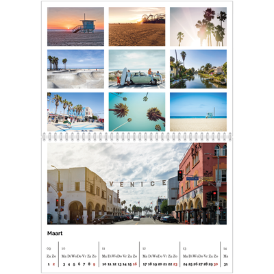Fotokalender A4 Dubbel (30 x 40 cm) — Eenvoudig blokkenpatroon [Maart]