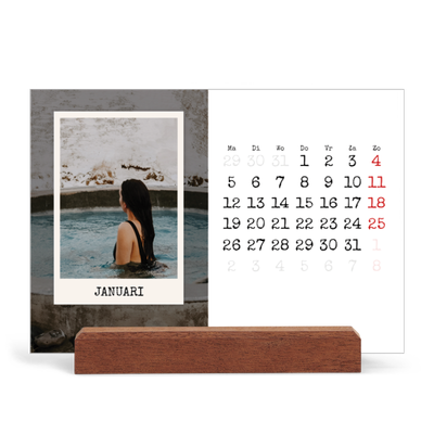 Bureaukalender met houten standaard  — De portretselectie [Januari]