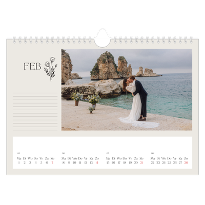 Fotokalender A4 — Initialen in bloei [Februari]