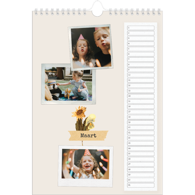 Verjaardagskalenders A4 — Vintage scrapbook [Maart]