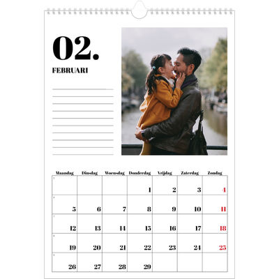 A3 Jaarkalender — Serif en momenten [Februari]