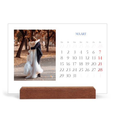 Bureaukalender met houten standaard  — Kobalt klassieker [Maart]