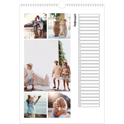 Verjaardagskalenders A3 — Eenvoudig blokkenpatroon [Februari]