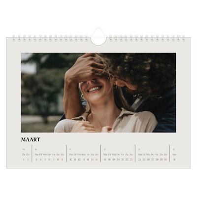 Fotokalender A4 — Simpel ivoor [Maart]
