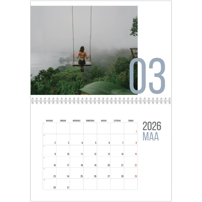 Fotokalender A4 Dubbel (30 x 40 cm) — Maandnummers [Maart]