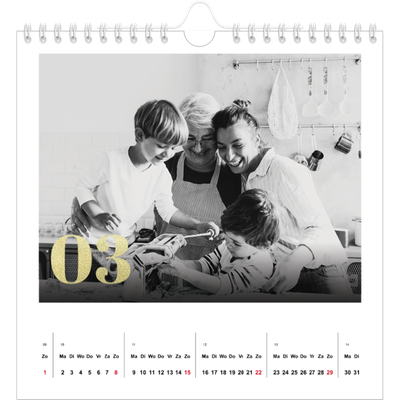 Jaarkalenders vierkant — Grote glitter cijfers [Maart]