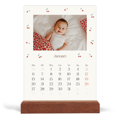 Bureaukalender met houten standaard  — Kersen gelukzaligheid [Januari]