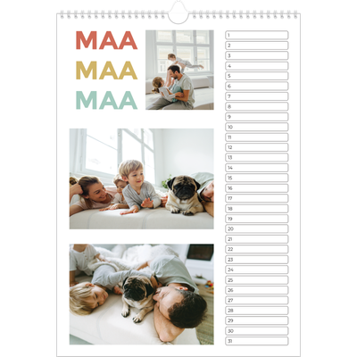 Verjaardagskalenders A3 — Bont gekleurd [Maart]