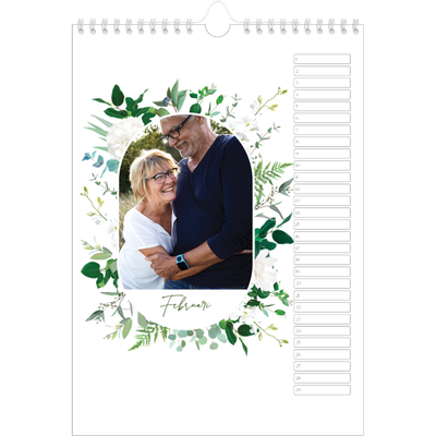 Verjaardagskalenders A4 — Klassieke bloemen [Februari]