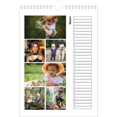 Verjaardagskalenders A4 — Eenvoudig blokkenpatroon [Maart]