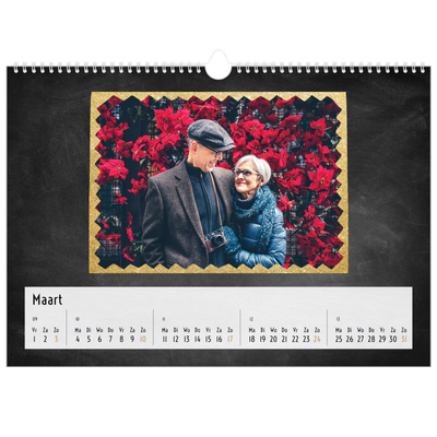 Fotokalender A3 — Foto in glitterrand [Maart]