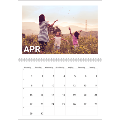 Fotokalender A4 Dubbel (30 x 40 cm) — Grote maandaanduiding [April]