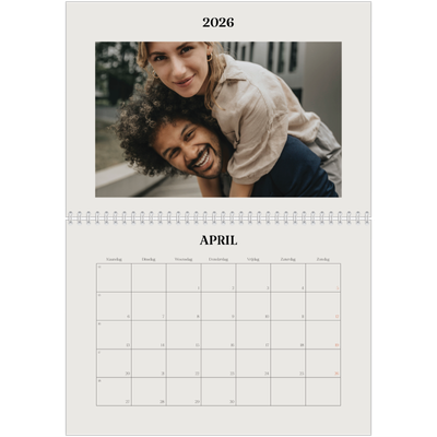 Fotokalender A4 Dubbel (30 x 40 cm) — Simpel ivoor [April]