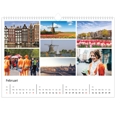 Fotokalender A3 — Collage in blokkenpatroon [Februari]