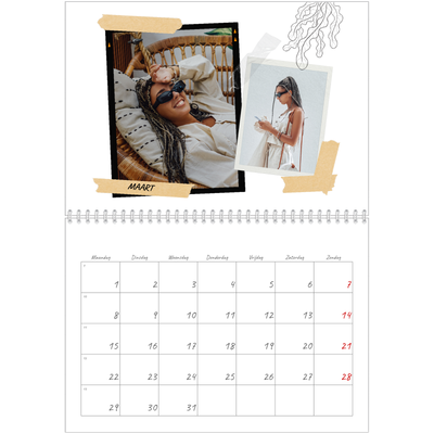 Fotokalender A4 Dubbel (30 x 40 cm) — Plakboek flair [Maart]