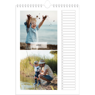 Verjaardagskalenders A4 — Klassieke kalender [April]