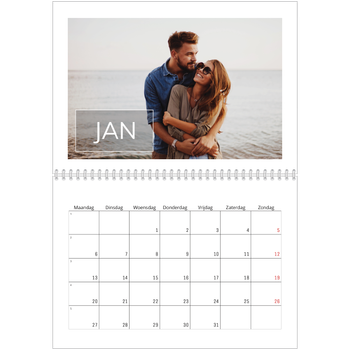 Fotokalender A4 Dubbel — Overlay van datumvak