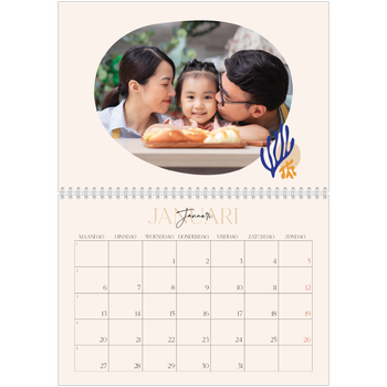 Fotokalender A4 Dubbel — Minimalistisch koraal