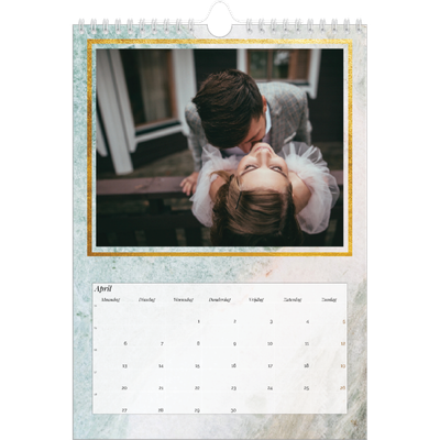 Fotokalender A4 (20 x 30 cm) — Gouden marmerpatroon [omslag]