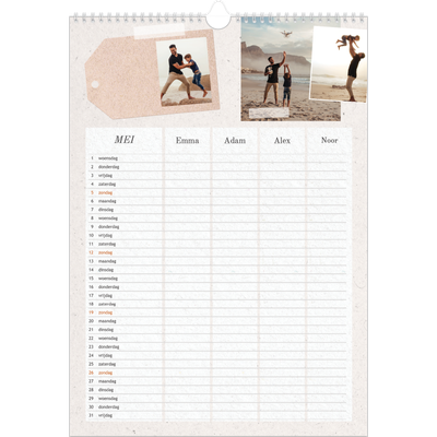 A3 Familieplanners — Natuurlijke handcraft - gezinsplanner 4 personen [omslag]