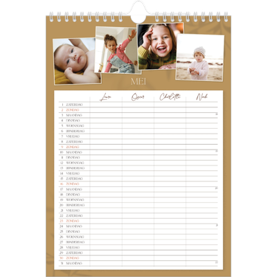 A4 Familieplanners — Warme aardetinten - gezinsplanner 4 personen [omslag]