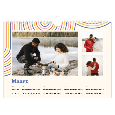 Fotokalender A4 — Retro strepen [Maart]