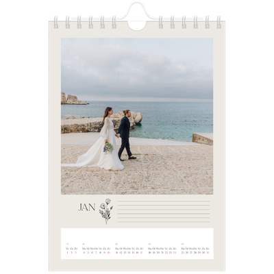 Fotokalender A5 — Initialen in bloei [Januari]